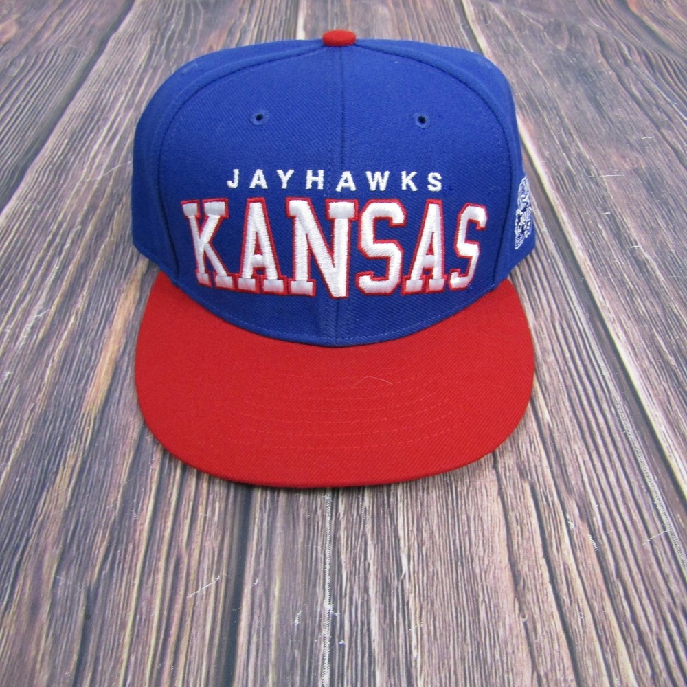 Kansas Jayhawks Hat Cap Snap Back Mens‎ One Size Blue Red NCAA Basketball Retro